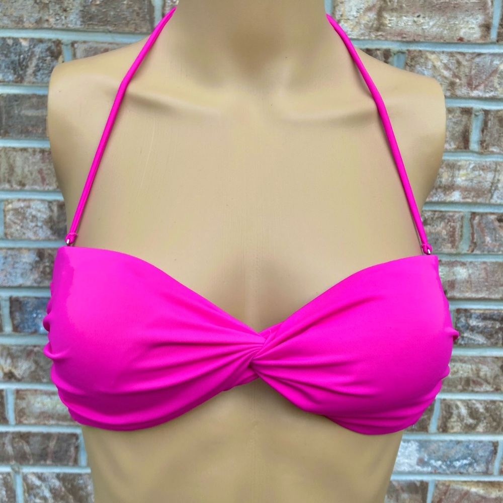Victorias Secret Pink/Fuchsia Twist Front Knotted Halter Bikini Top